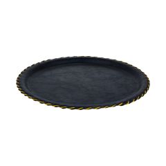 Round Leather Tray (33 Cm) Navy