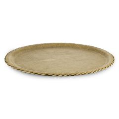 Round Leather Tray (33 Cm) Beige