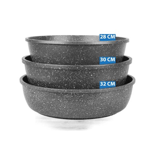 Thermo Ad Round Oven Tray Set 3 Pcs Die-cast 28 - 30 - 32 Cm (L) - Grey