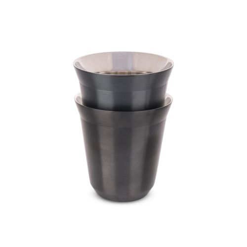 Black Coating Stainless Cup - 2 Pce 170 Ml