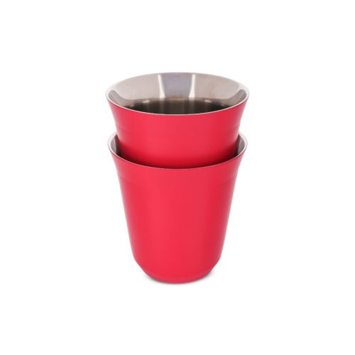 Red Stainless Cup - 2 Pce 170 Ml