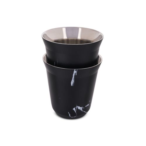 Black Marble Stainless Cup - 2 Pce 170 Ml
