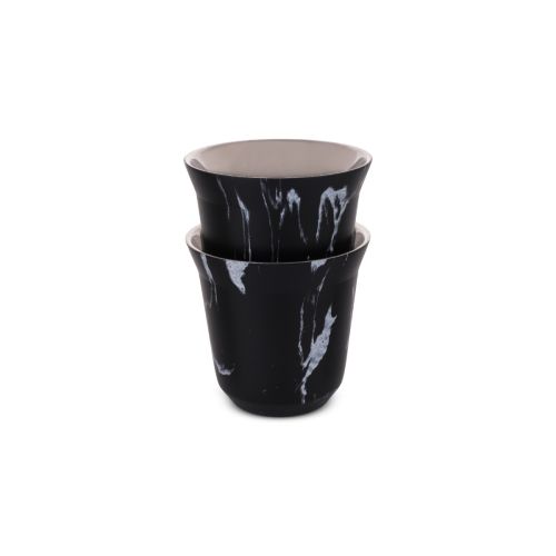 Black Marble Stainless Cup - 2 Pcs 80 Ml