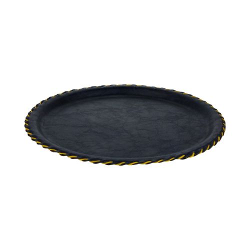 Leather Round Tray (33 cm) Navy Blue