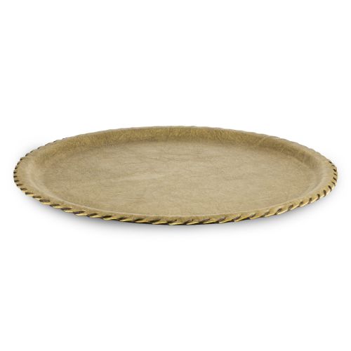 Leather Round Tray (33 cm) Beige