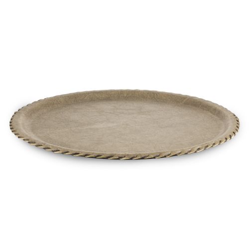 Leather Round Tray (33 cm) Brown