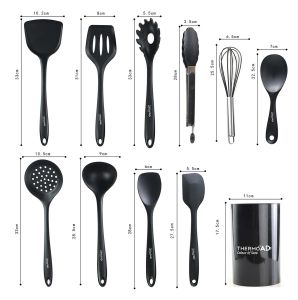Thermo AD Silicone Kitchen Utensils Set of 11 PCS Black