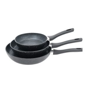 Granite Fry Pan Set 3 PCS 20-24-28 cm Gray