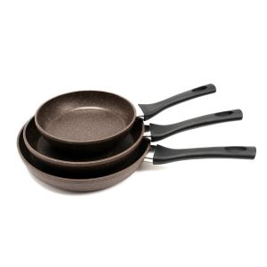 Granite Fry Pan Set 3 PCS 20-24-28 cm Brown