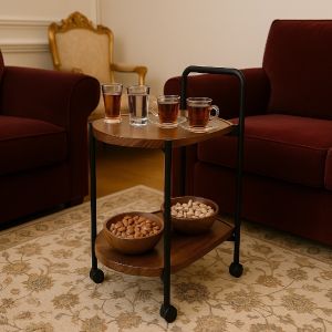 طاولة جانبية بعجل مقاس 60*40*68 سم