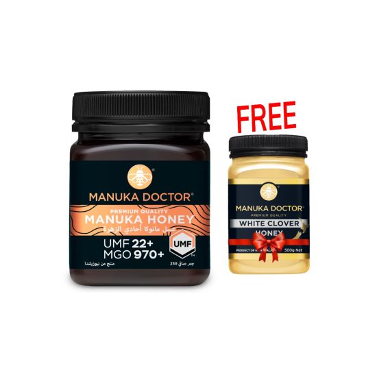 Manuka Doctor - Manuka Honey +22 UMF (250 g) + White Honey 500 g (Free)