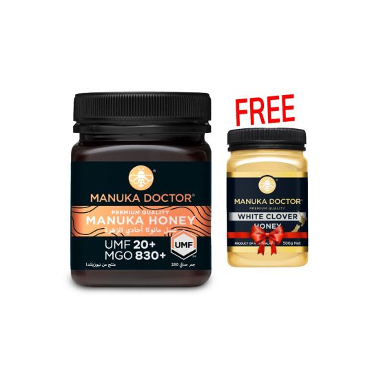 Manuka Doctor - Manuka Honey +20 UMF (250 g) + White Honey 500 g (Free)