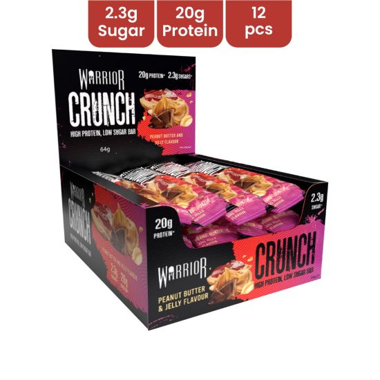 Warrior Crunch - Protein Bar 64g Peanut Butter and Jelly Flavor - 12 pcs