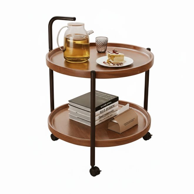Round Side Table With Wheels Size  40*40*65Cm