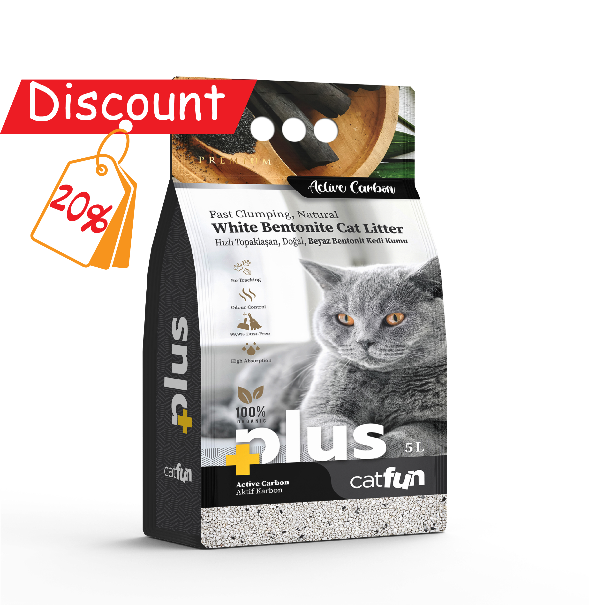 Cat Fun+ Cat Litter 5 Lt Activated Charcoal