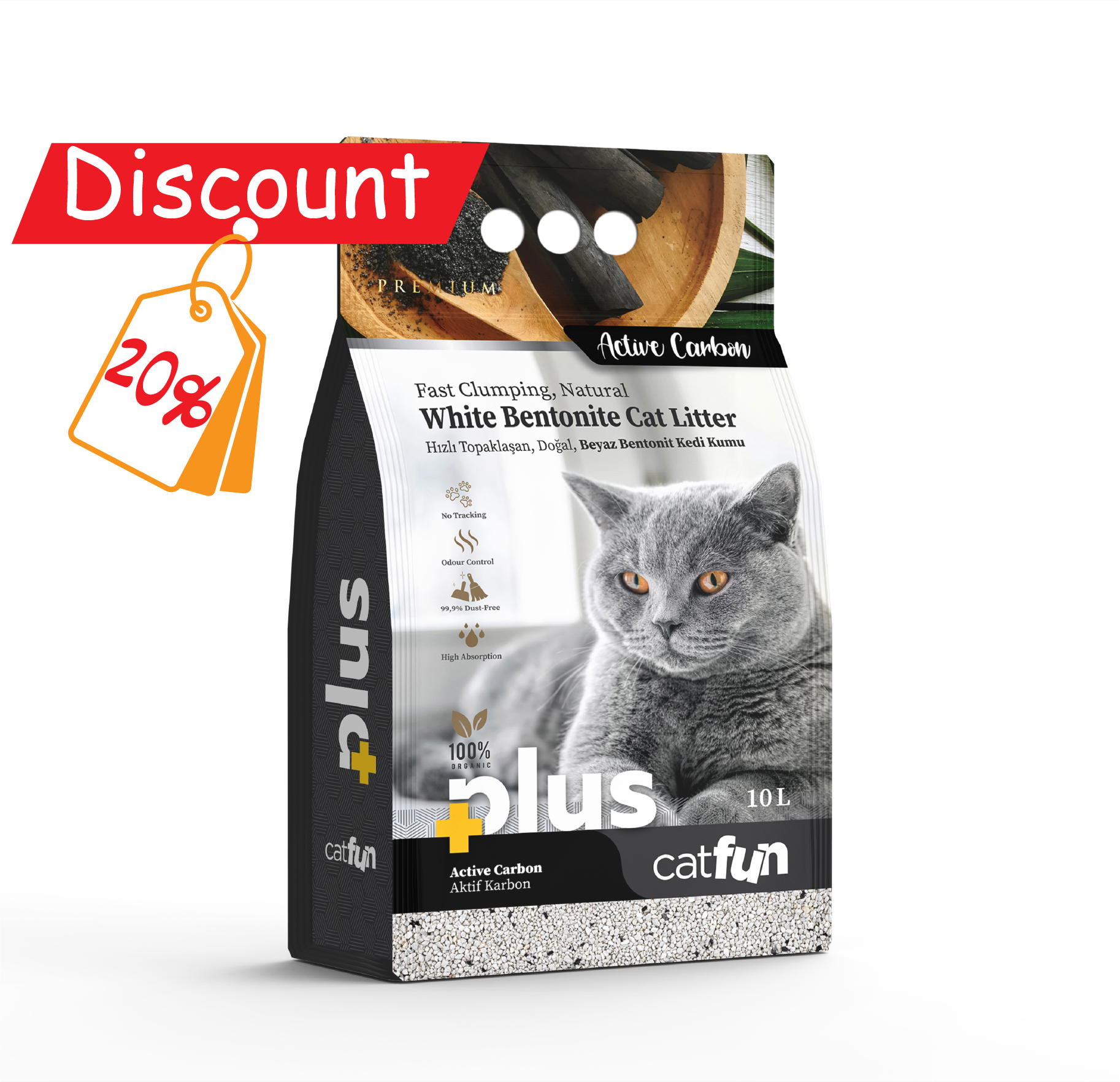 Cat Fun+ Cat Litter 10 Lt Activated Charcoal