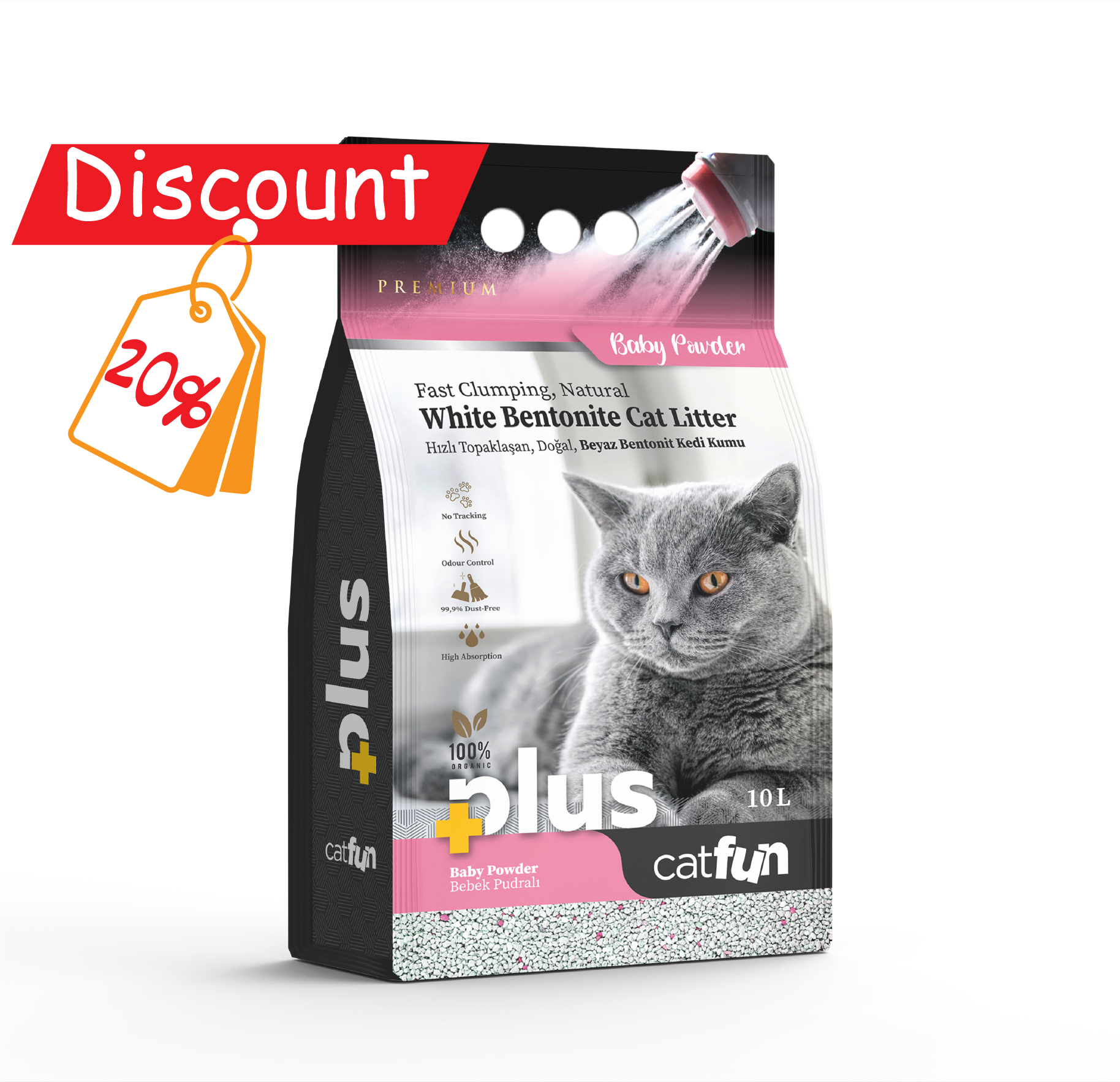 Cat Fun+ Cat Litter 10 Lt Baby Powder