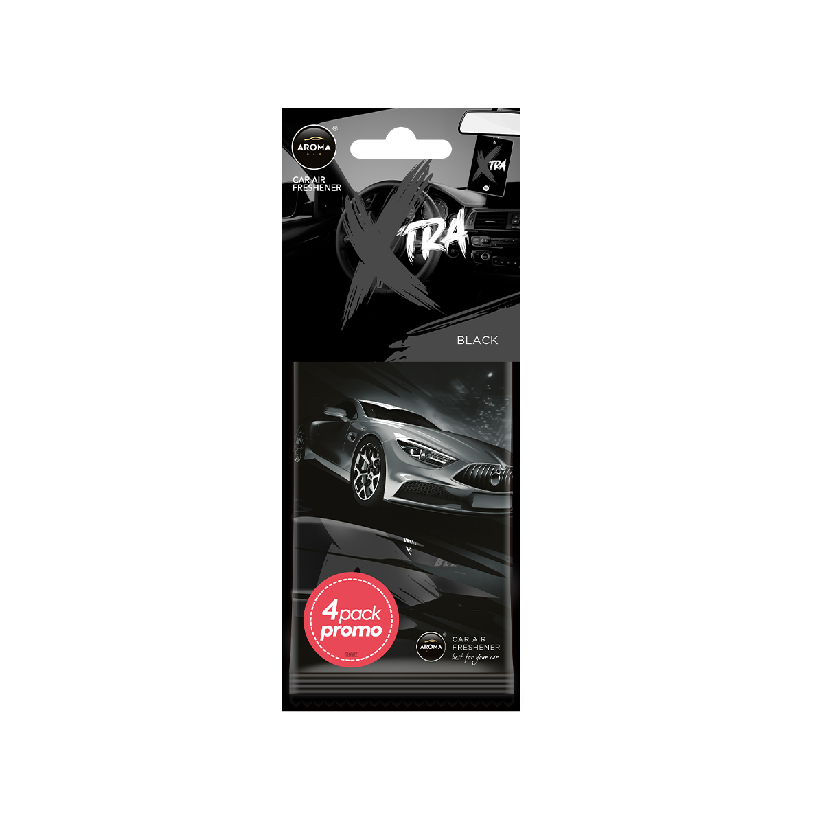 Aroma Car Air Freshener Paper Xtra 4 Pcs Black